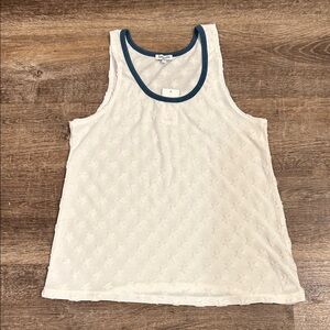 White Tank Top with Blue Trim